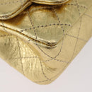CHANEL Matelasse 2.55 Pouch Leather Gold CC Auth 181679SM-14
