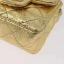 CHANEL Matelasse 2.55 Pouch Leather Gold CC Auth 181679SM-15