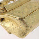 CHANEL Matelasse 2.55 Pouch Leather Gold CC Auth 181679SM-16