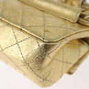 CHANEL Matelasse 2.55 Pouch Leather Gold CC Auth 181679SM-17