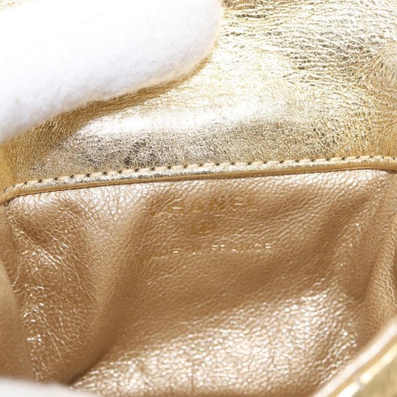 CHANEL Matelasse 2.55 Pouch Leather Gold CC Auth 181679SM