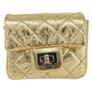 CHANEL Matelasse 2.55 Pouch Leather Gold CC Auth 181679SM-13