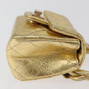 CHANEL Matelasse 2.55 Pouch Leather Gold CC Auth 181679SM-3