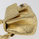 CHANEL Matelasse 2.55 Pouch Leather Gold CC Auth 181679SM-4