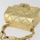 CHANEL Matelasse 2.55 Pouch Leather Gold CC Auth 181679SM-6