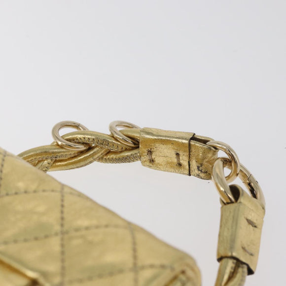 CHANEL Matelasse 2.55 Pouch Leather Gold CC Auth 181679SM