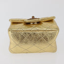 CHANEL Matelasse 2.55 Pouch Leather Gold CC Auth 181679SM-5