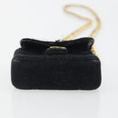 CHANEL Mini Matelasse Neck Pouch Velor Black Gold CC Auth 181680-10