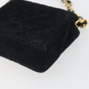 CHANEL Mini Matelasse Neck Pouch Velor Black Gold CC Auth 181680-13