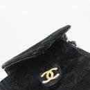 CHANEL Mini Matelasse Neck Pouch Velor Black Gold CC Auth 181680-15