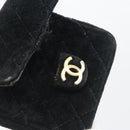 CHANEL Mini Matelasse Neck Pouch Velor Black Gold CC Auth 181680-16