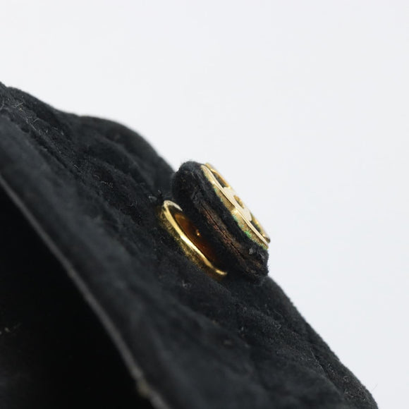 CHANEL Mini Matelasse Neck Pouch Velor Black Gold CC Auth 181680