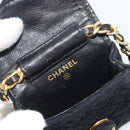 CHANEL Mini Matelasse Neck Pouch Velor Black Gold CC Auth 181680-19
