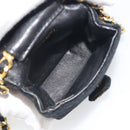 CHANEL Mini Matelasse Neck Pouch Velor Black Gold CC Auth 181680-20