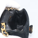 CHANEL Mini Matelasse Neck Pouch Velor Black Gold CC Auth 181680-21