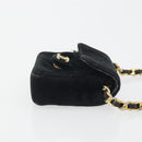 CHANEL Mini Matelasse Neck Pouch Velor Black Gold CC Auth 181680-4