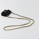 CHANEL Mini Matelasse Neck Pouch Velor Black Gold CC Auth 181680-7