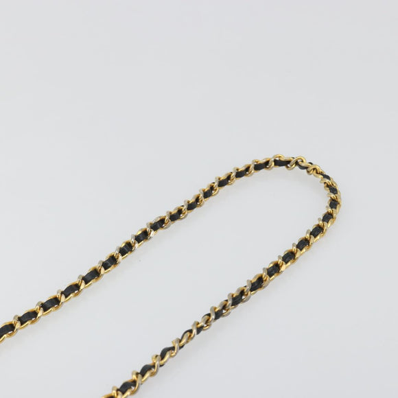 CHANEL Mini Matelasse Neck Pouch Velor Black Gold CC Auth 181680
