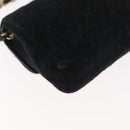 CHANEL Mini Matelassé Halsbeutel Velours Schwarz Gold CC Auth 181680A-12