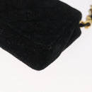 CHANEL Mini Matelassé Halsbeutel Velours Schwarz Gold CC Auth 181680A-13