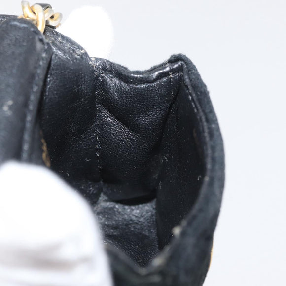 CHANEL Mini Matelassé Halsbeutel Velours Schwarz Gold CC Auth 181680A