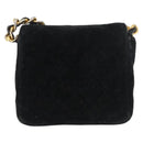 CHANEL Mini Matelassé Halsbeutel Velours Schwarz Gold CC Auth 181680A-3