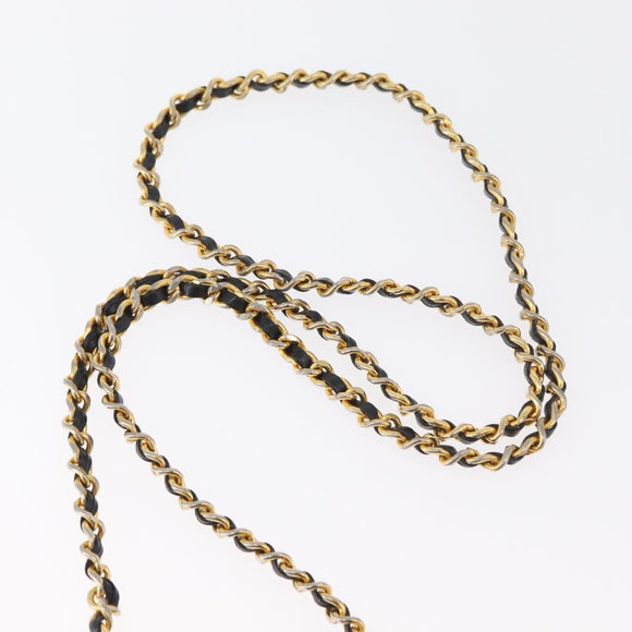 CHANEL Mini Matelassé Halsbeutel Velours Schwarz Gold CC Auth 181680A