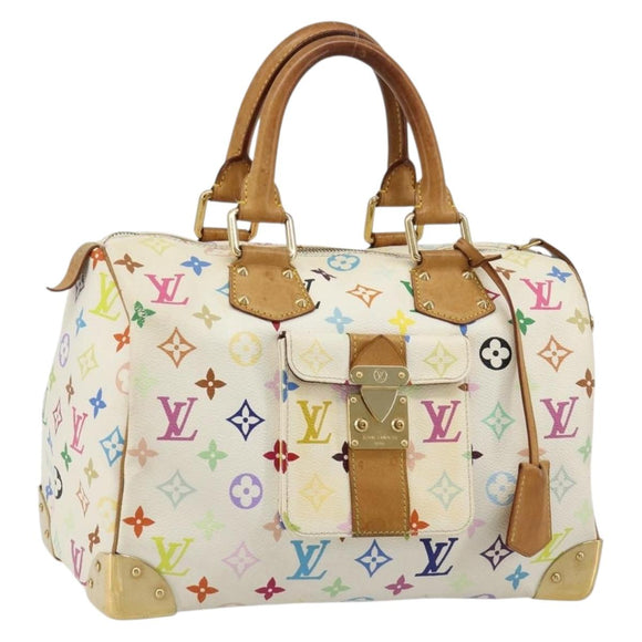 LOUIS VUITTON Monogram Multicolor Speedy 30 Bag White Bron M92643 LV Auth 181700
