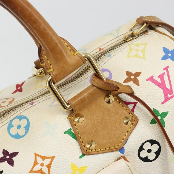LOUIS VUITTON Monogram Multicolor Speedy 30 Bag White Bron M92643 LV Auth 181700