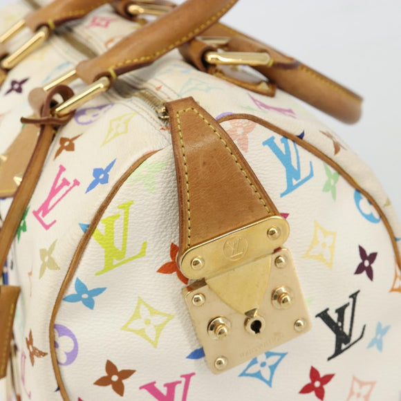LOUIS VUITTON Monogram Multicolor Speedy 30 Bag White Bron M92643 LV Auth 181700