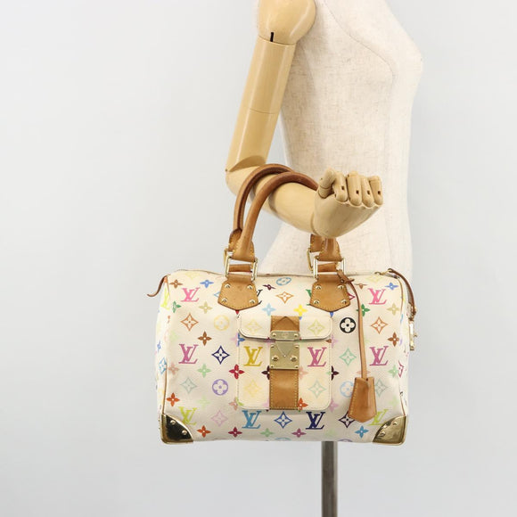 LOUIS VUITTON Monogram Multicolor Speedy 30 Bag White Bron M92643 LV Auth 181700