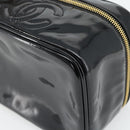 CHANEL COCO Mark Vanity Handtas Lakleer Zwart Goud CC Auth 181704-10