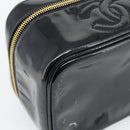 CHANEL COCO Mark Vanity Handtas Lakleer Zwart Goud CC Auth 181704-11