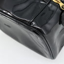CHANEL COCO Mark Vanity Handtas Lakleer Zwart Goud CC Auth 181704-12