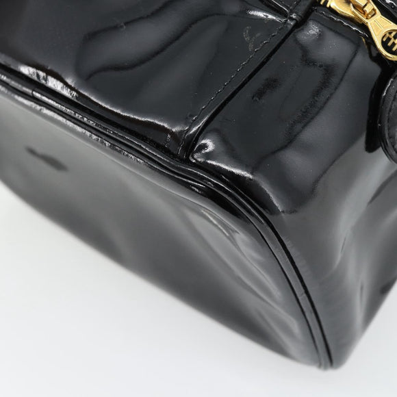 CHANEL COCO Mark Vanity Handtas Lakleer Zwart Goud CC Auth 181704