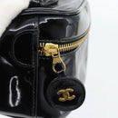 CHANEL COCO Mark Vanity Handtas Lakleer Zwart Goud CC Auth 181704-14