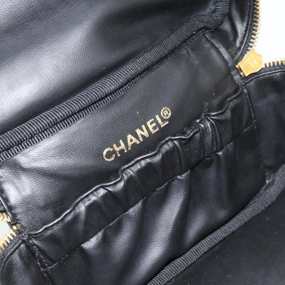 CHANEL COCO Mark Vanity Handtas Lakleer Zwart Goud CC Auth 181704