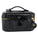 CHANEL COCO Mark Vanity Handtas Lakleer Zwart Goud CC Auth 181704-3