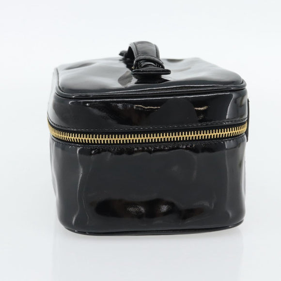 CHANEL COCO Mark Vanity Handtas Lakleer Zwart Goud CC Auth 181704