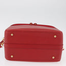GUCCI Bamboo Vanity Hand Bag Leather 2way Red Gold 013 122 2491 Auth 181707A-5