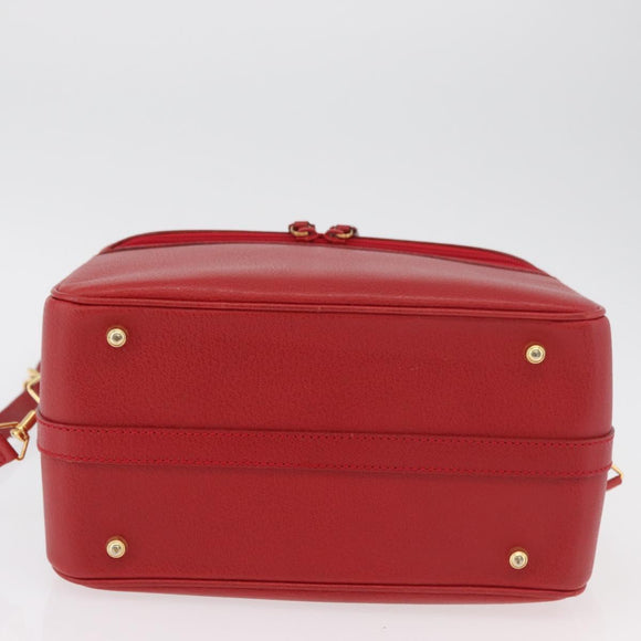 GUCCI Bamboo Vanity Hand Bag Leather 2way Red Gold 013 122 2491 Auth 181707A