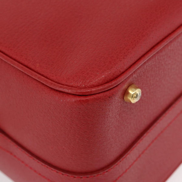 GUCCI Bamboo Vanity Hand Bag Leather 2way Red Gold 013 122 2491 Auth 181707A
