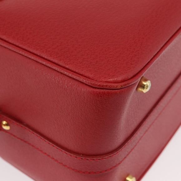 GUCCI Bamboo Vanity Hand Bag Leather 2way Red Gold 013 122 2491 Auth 181707A