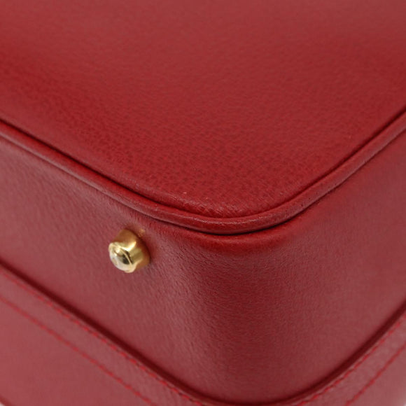 GUCCI Bamboo Vanity Hand Bag Leather 2way Red Gold 013 122 2491 Auth 181707A