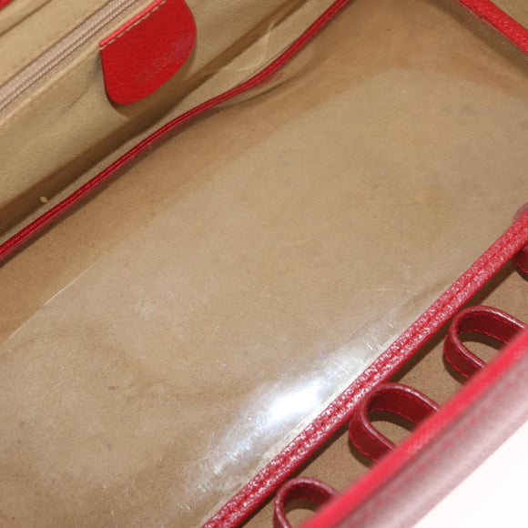 GUCCI Bamboo Vanity Hand Bag Leather 2way Red Gold 013 122 2491 Auth 181707A