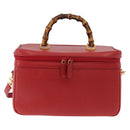 GUCCI Bamboo Vanity Hand Bag Leather 2way Red Gold 013 122 2491 Auth 181707A-13