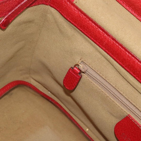 GUCCI Bamboo Vanity Hand Bag Leather 2way Red Gold 013 122 2491 Auth 181707A