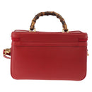 GUCCI Bamboo Vanity Hand Bag Leather 2way Red Gold 013 122 2491 Auth 181707A-2