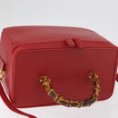 GUCCI Bamboo Vanity Hand Bag Leather 2way Red Gold 013 122 2491 Auth 181707A-6