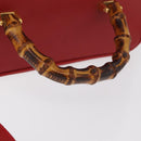 GUCCI Bamboo Vanity Hand Bag Leather 2way Red Gold 013 122 2491 Auth 181707A-7